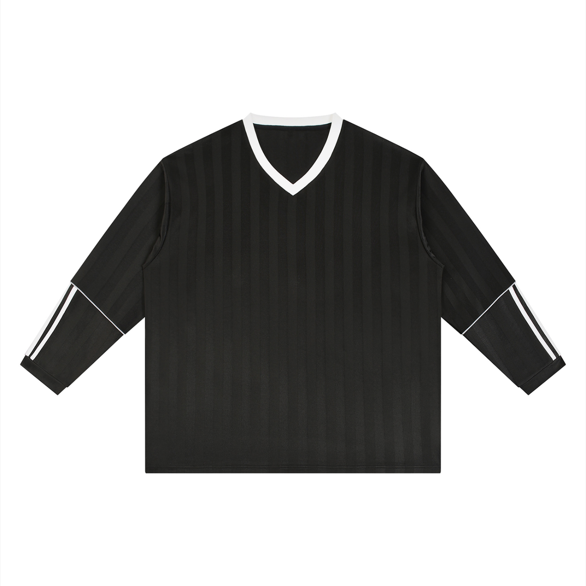 Unisex Color Block Striped Soccer Jersey in black