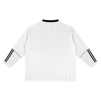 Unisex Color Block Striped Soccer Jersey in white, alternate angle