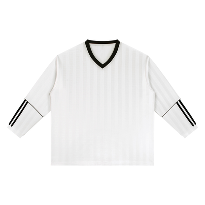 Unisex Color Block Striped Soccer Jersey in white