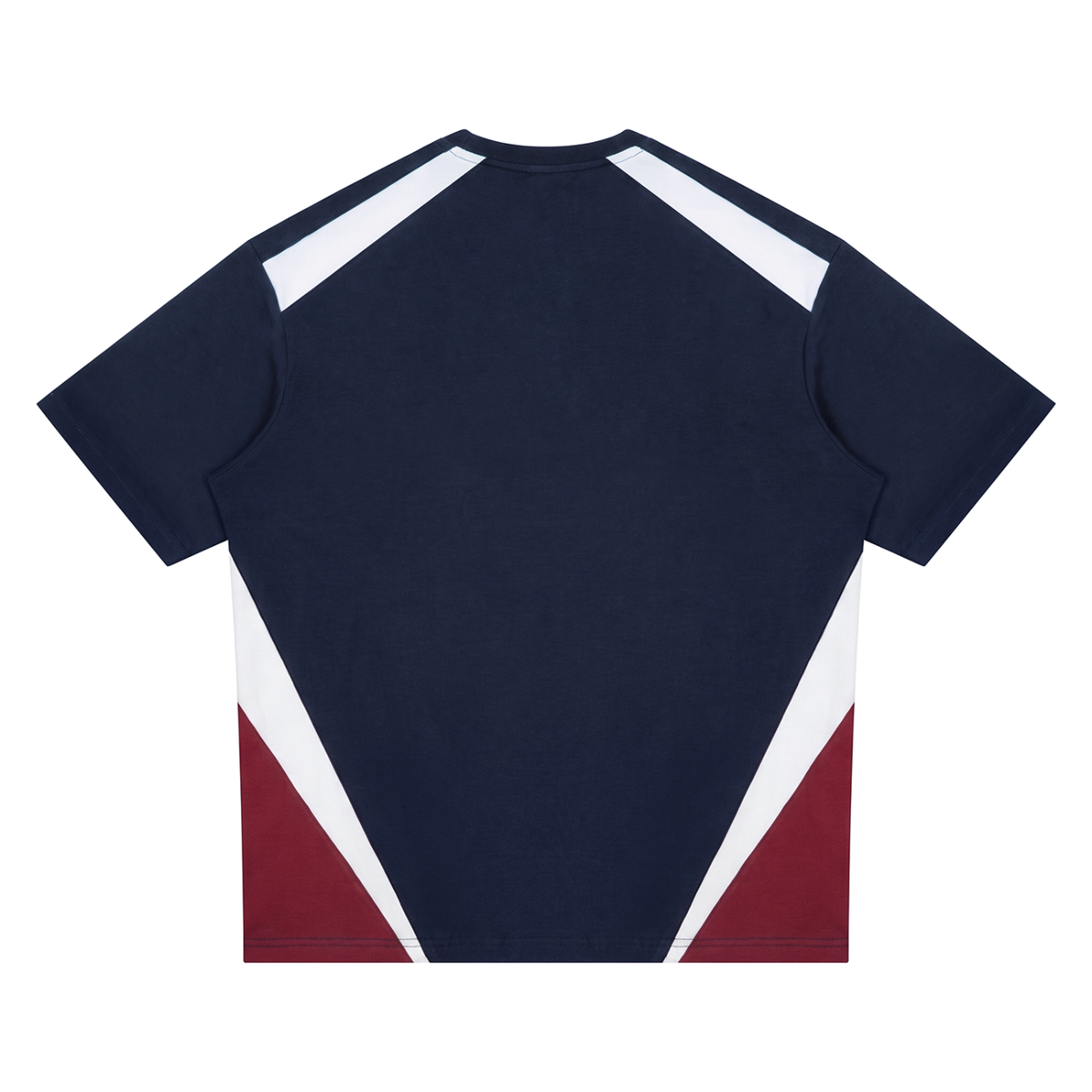 Unisex Color Block T-Shirt in navy blue with white, alternate angle