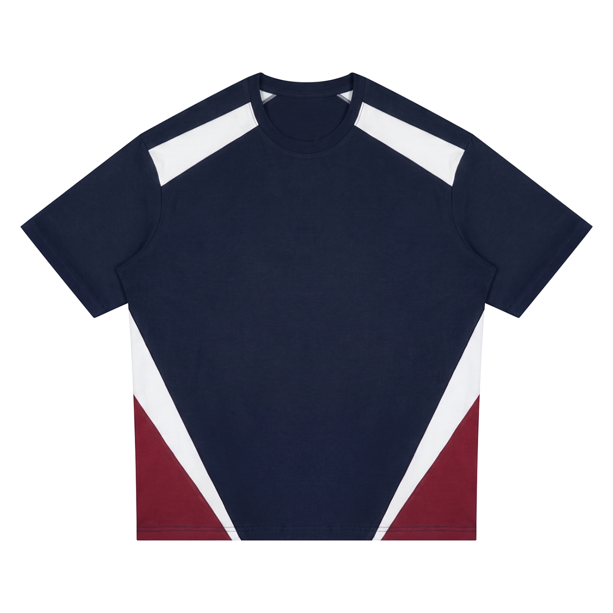 Unisex Color Block T-Shirt in navy blue with white