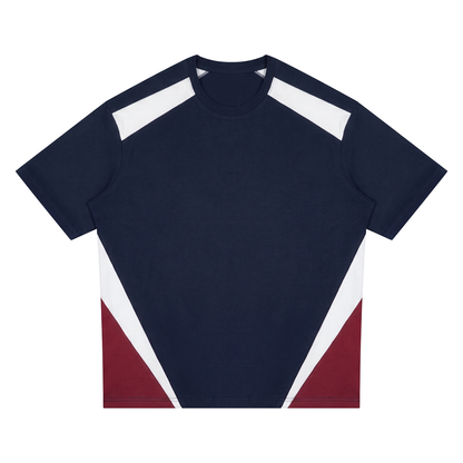 Unisex Color Block T-Shirt in navy blue with white