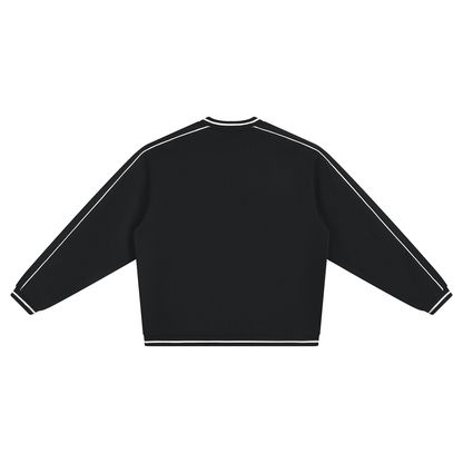 Unisex Color Block V-Neck Sweatshirt in black, alternate angle