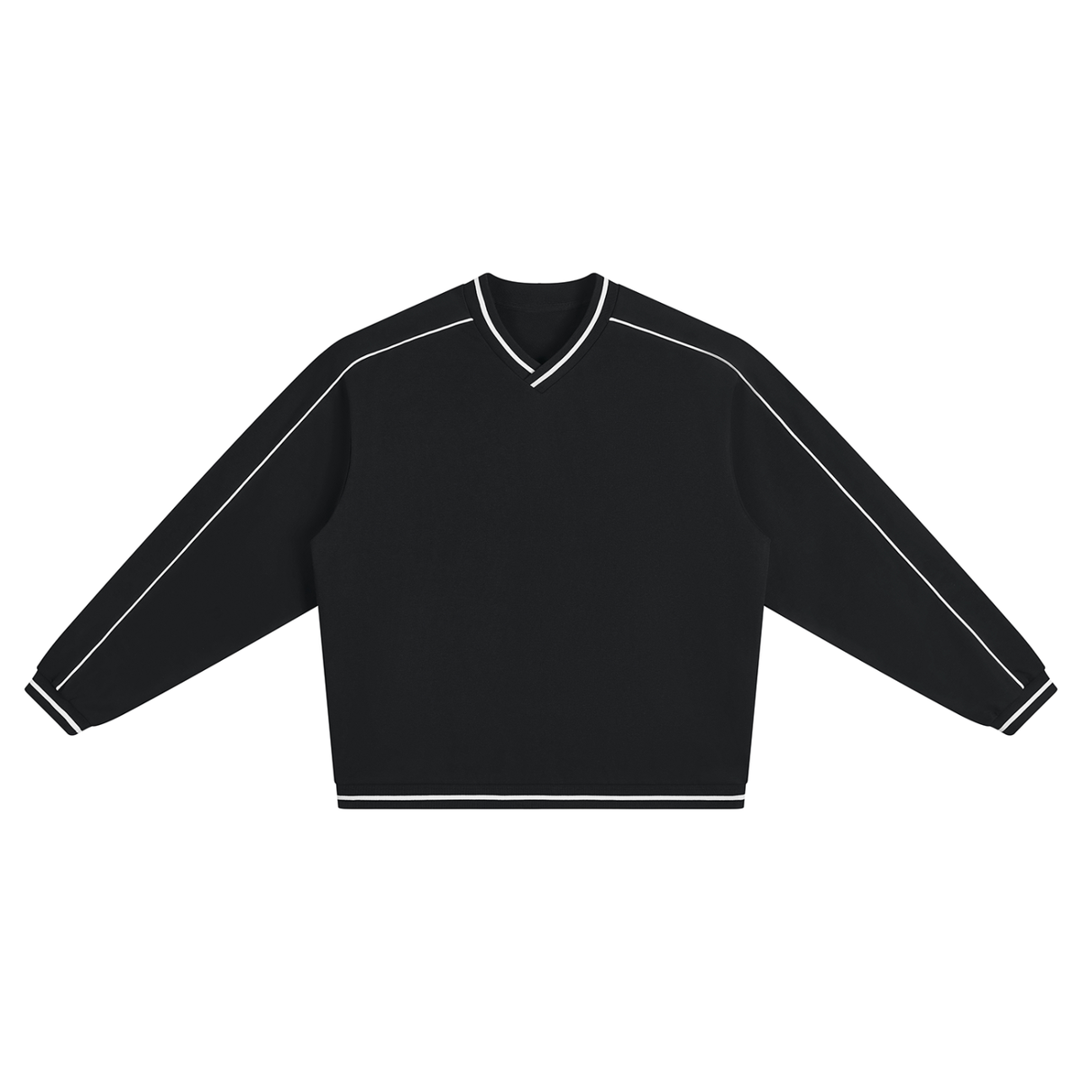 Unisex Color Block V-Neck Sweatshirt in black