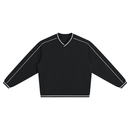 Unisex Color Block V-Neck Sweatshirt in black