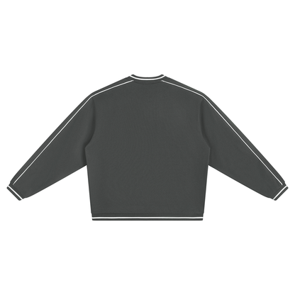 Unisex Color Block V-Neck Sweatshirt in dark gray, alternate angle