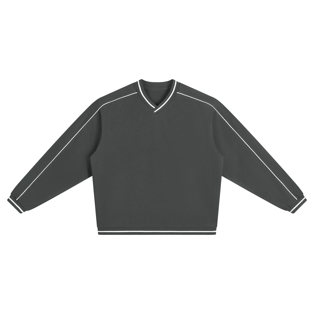 Unisex Color Block V-Neck Sweatshirt in dark gray