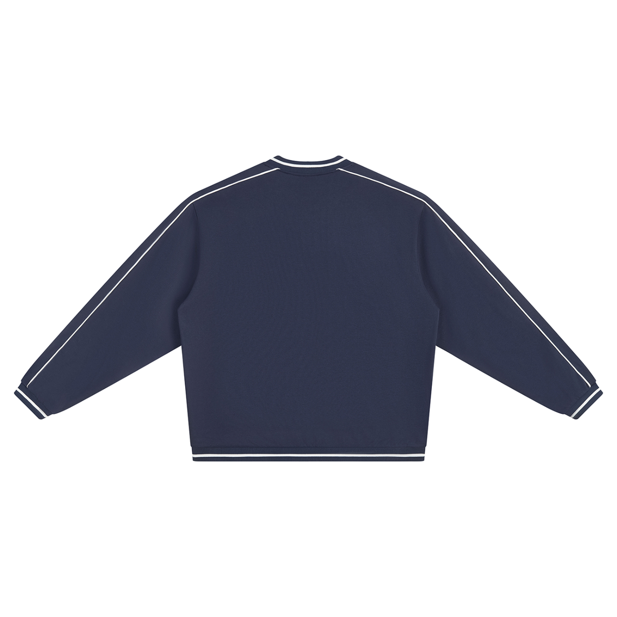 Unisex Color Block V-Neck Sweatshirt in navy blue, alternate angle