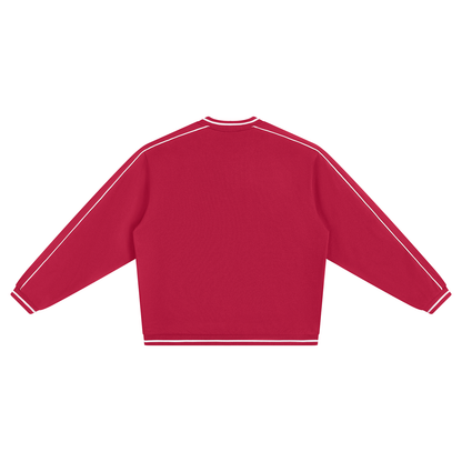Unisex Color Block V-Neck Sweatshirt in wine red, alternate angle