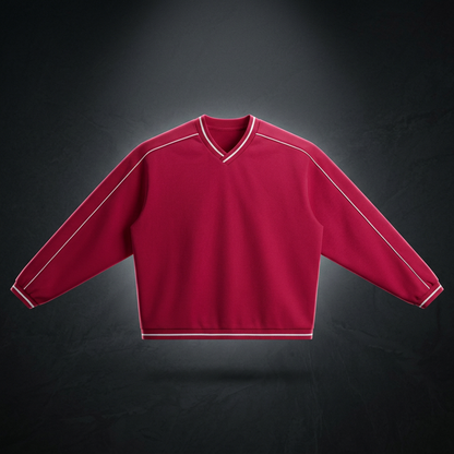 Unisex Color Block V-Neck Sweatshirt