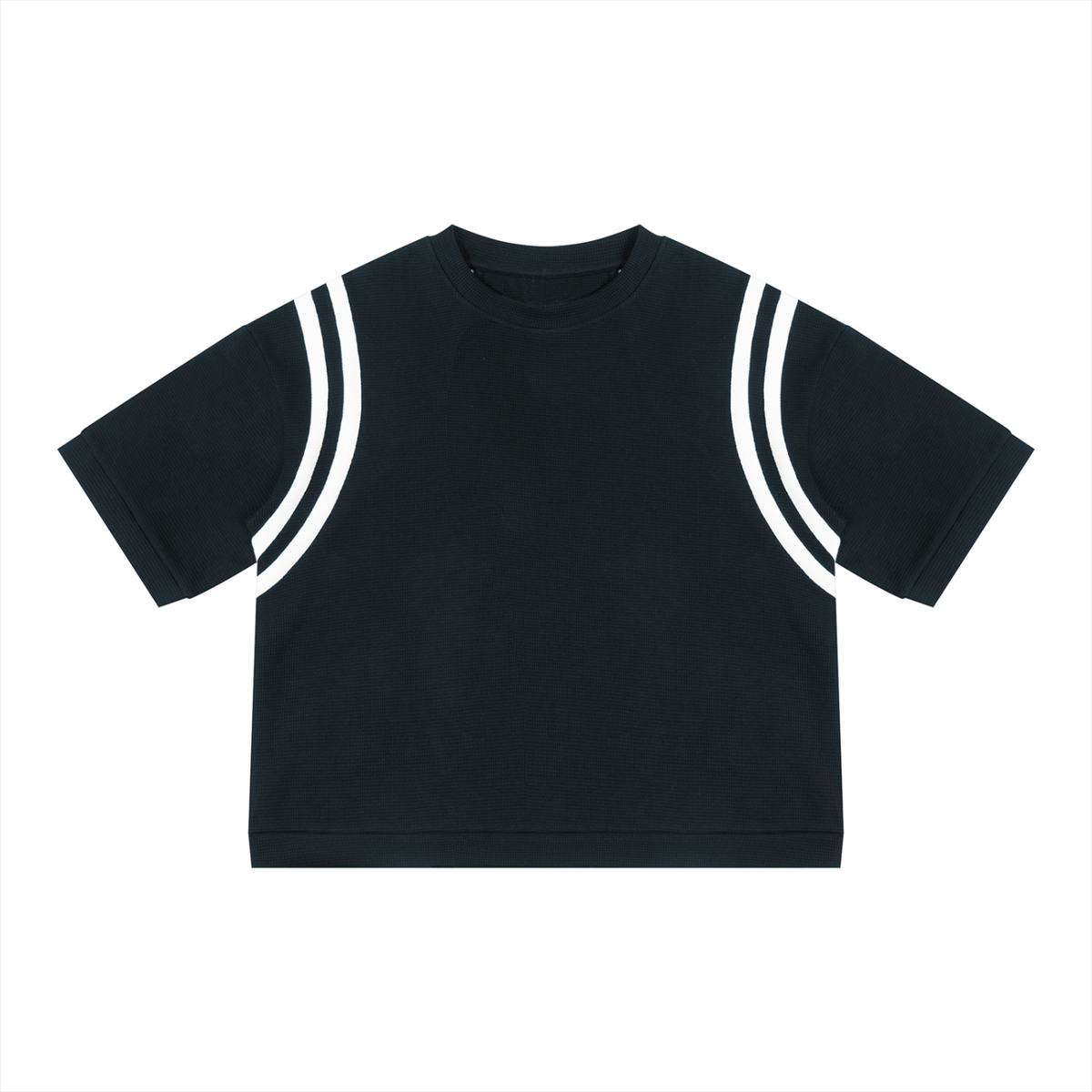 Unisex Color Block Waffle Boxy T-Shirt in black with white