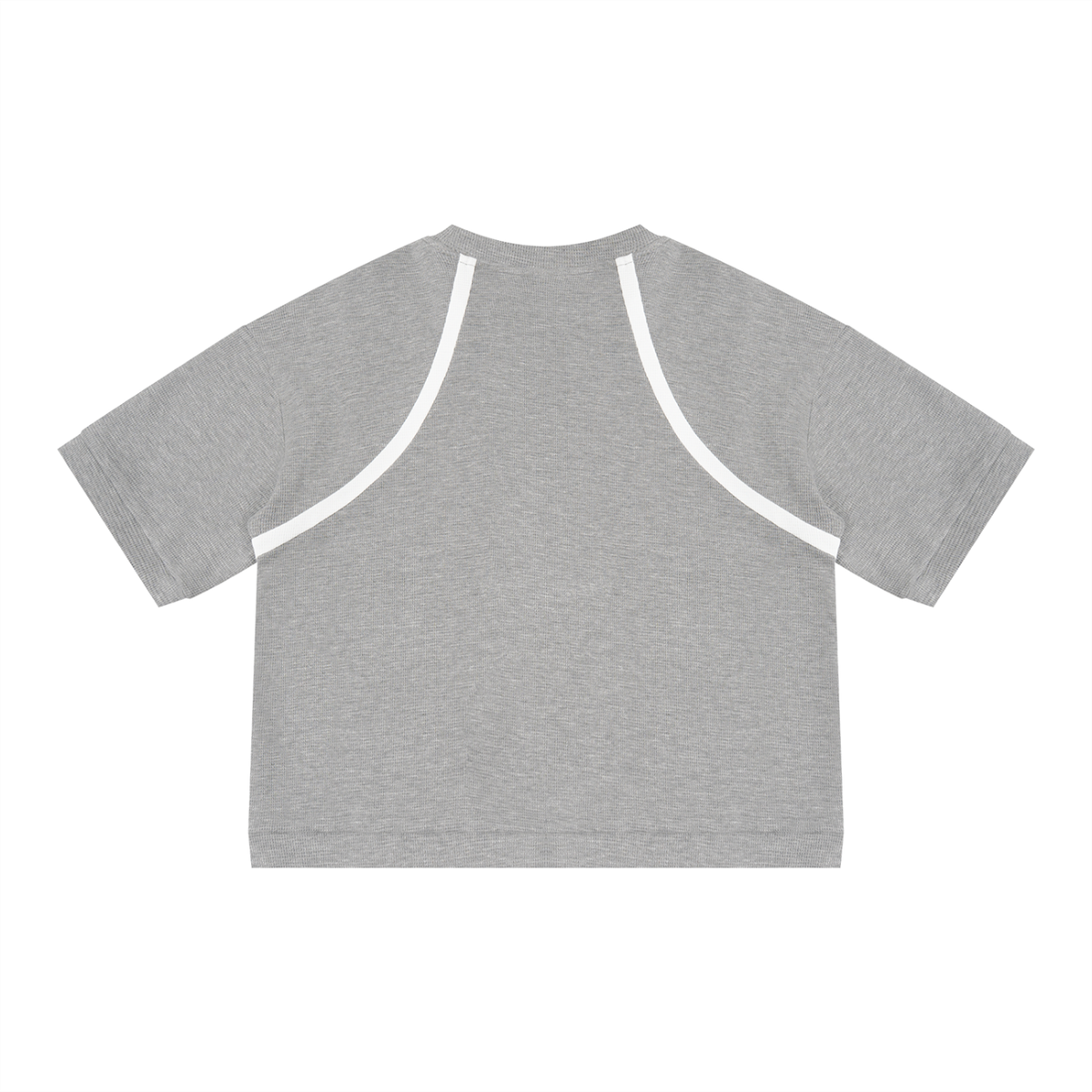 Unisex Color Block Waffle Boxy T-Shirt in light gray with white, alternate angle