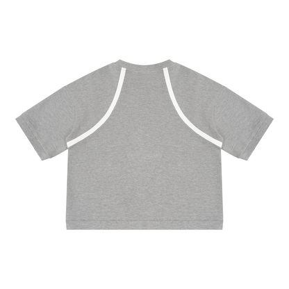 Unisex Color Block Waffle Boxy T-Shirt in light gray with white, alternate angle