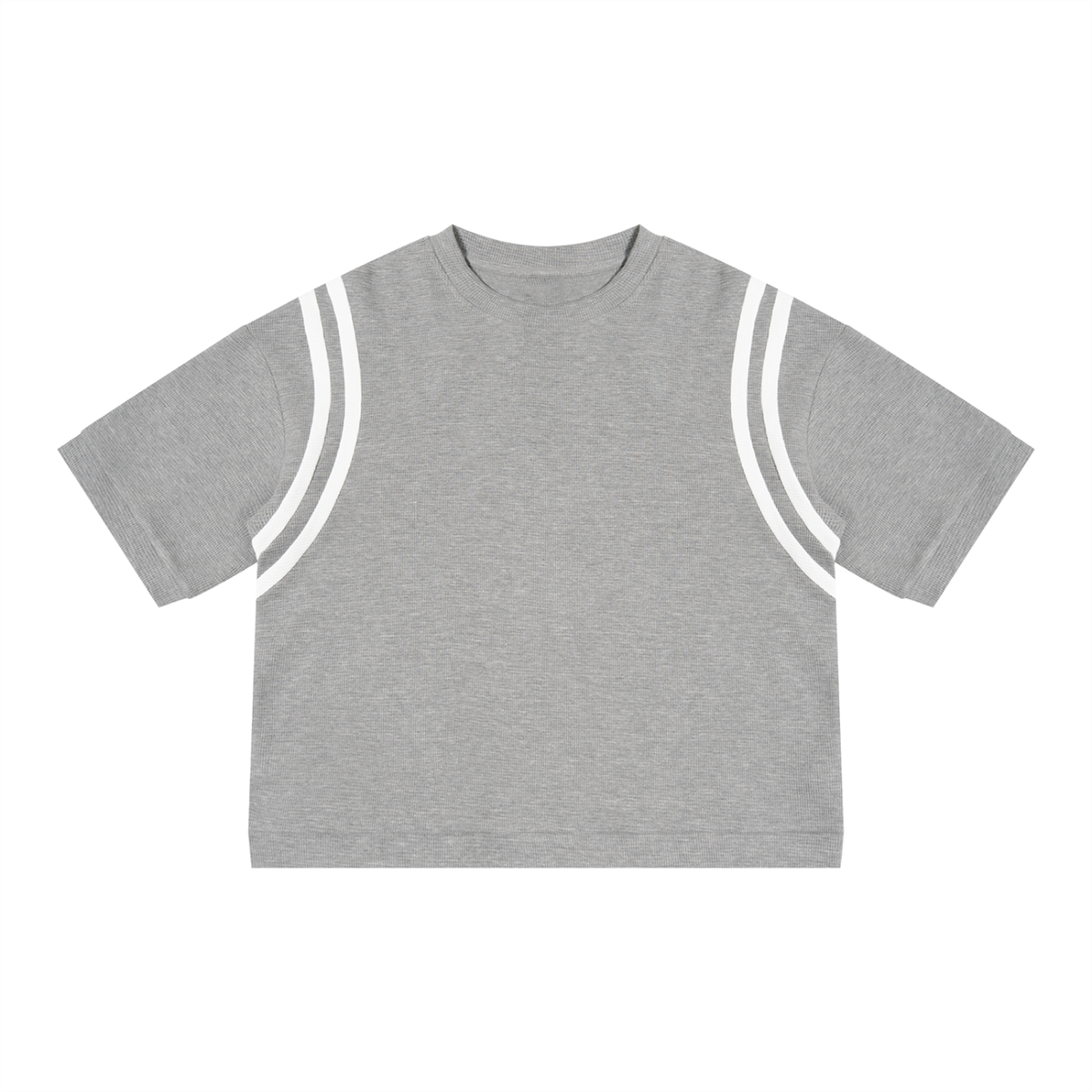 Unisex Color Block Waffle Boxy T-Shirt in light gray with white
