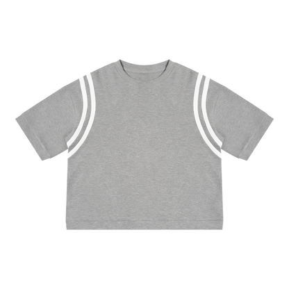 Unisex Color Block Waffle Boxy T-Shirt in light gray with white