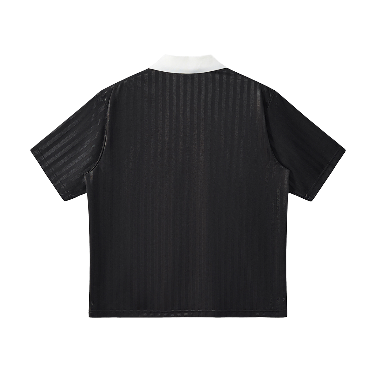 Unisex Contrast Collar Striped Soccer Jersey in black with white, alternate angle