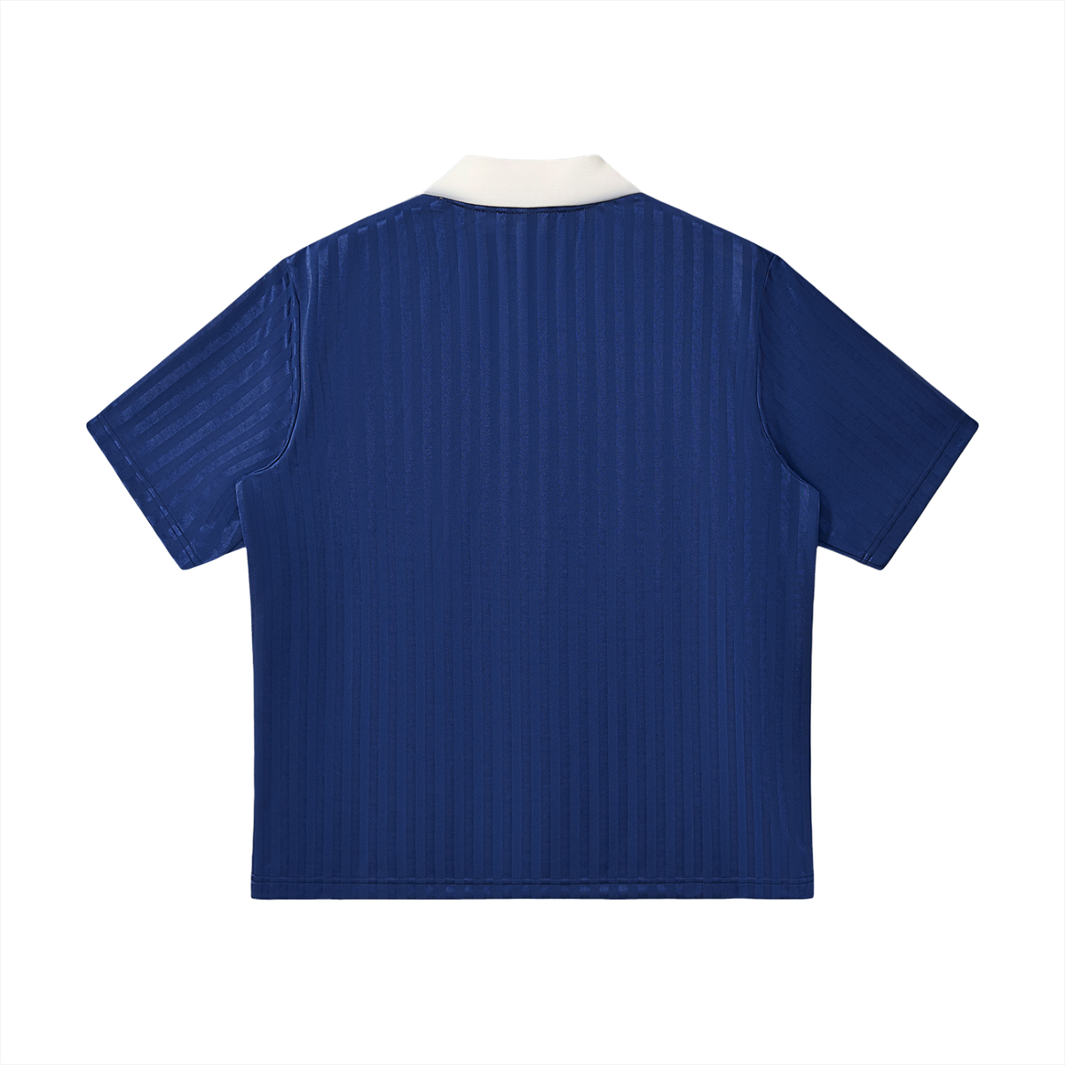 Unisex Contrast Collar Striped Soccer Jersey in navy blue with white, alternate angle