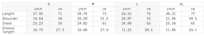 Size chart for the Unisex Contrast Collar Striped Soccer Jersey