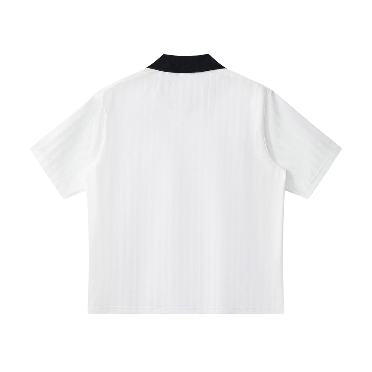 Unisex Contrast Collar Striped Soccer Jersey in white with black, alternate angle