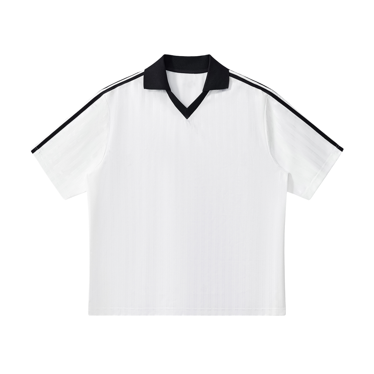 Unisex Contrast Collar Striped Soccer Jersey in white with black