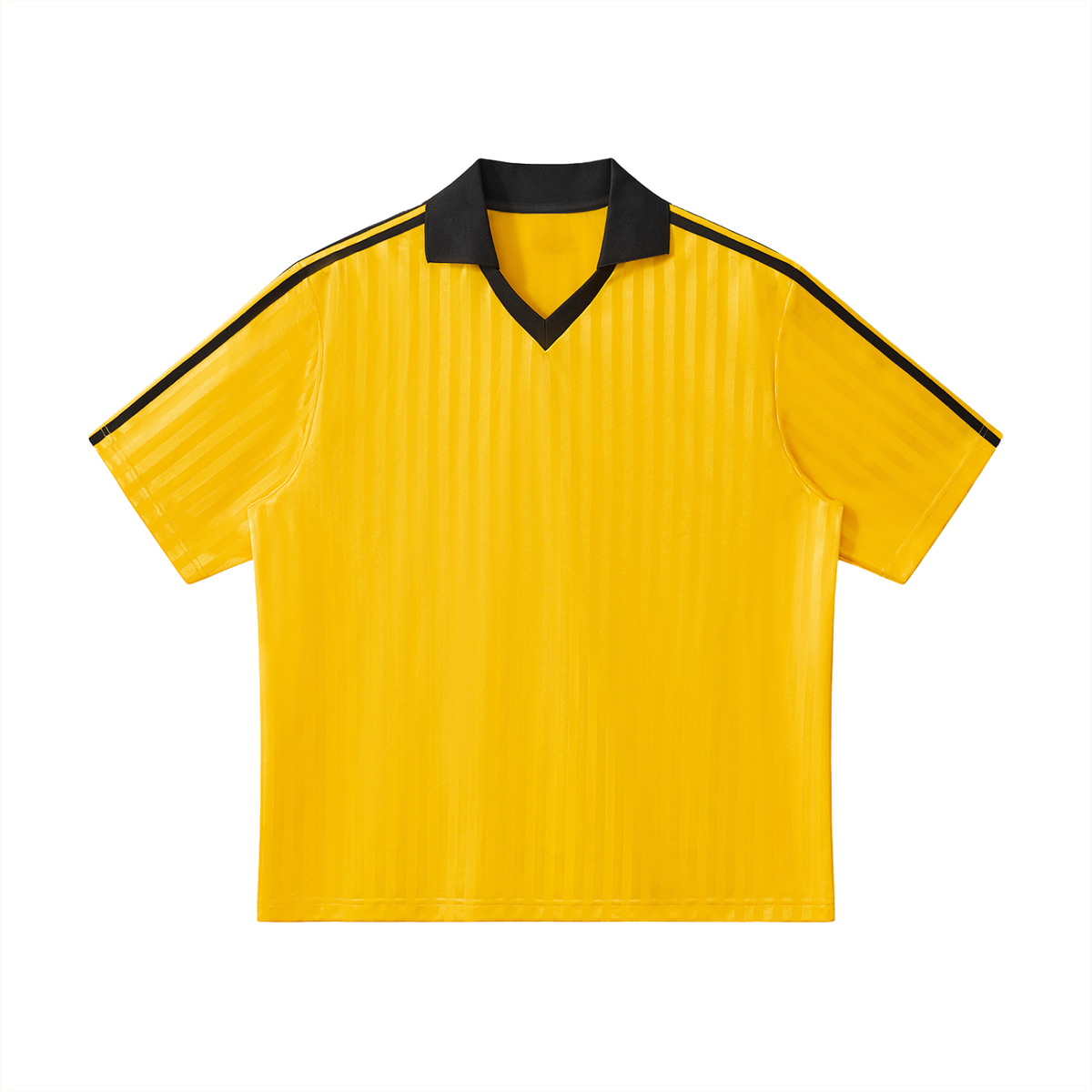 Unisex Contrast Collar Striped Soccer Jersey in yellow with black