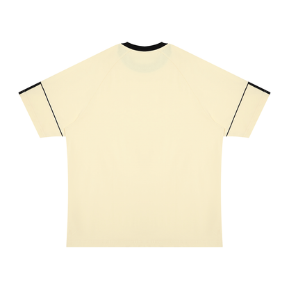 Unisex Contrast Panel Raglan T-Shirt in apricot with black, alternate angle