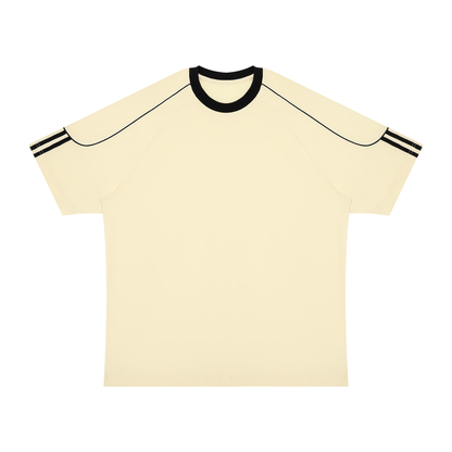 Unisex Contrast Panel Raglan T-Shirt in apricot with black