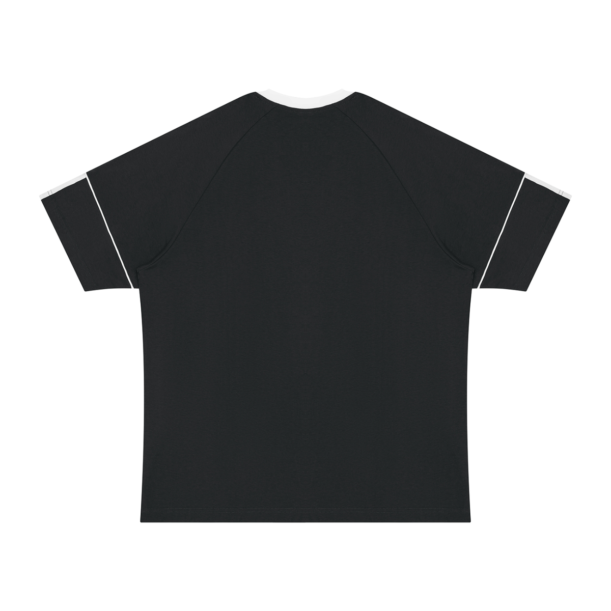 Unisex Contrast Panel Raglan T-Shirt in black with white, alternate angle