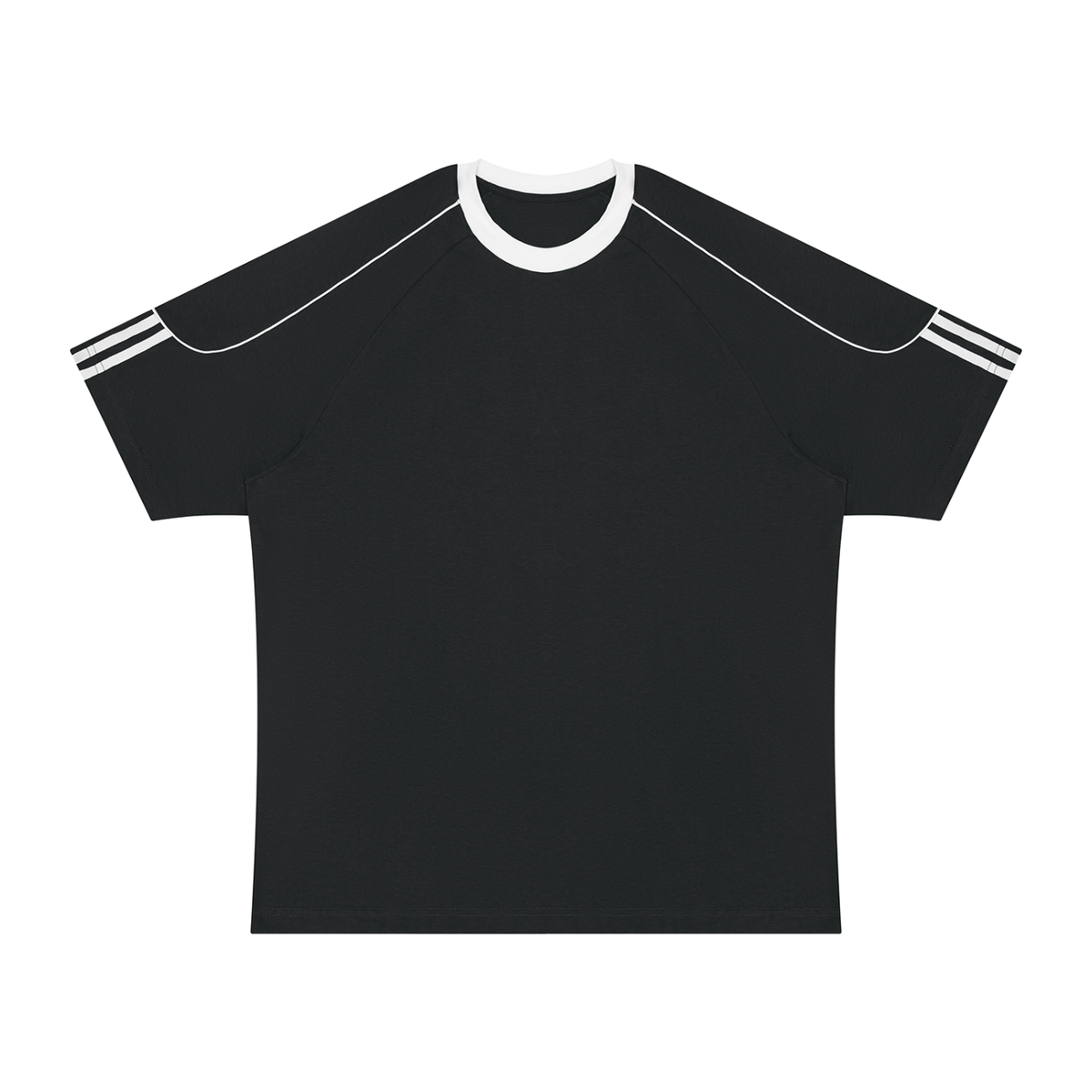 Unisex Contrast Panel Raglan T-Shirt in black with white