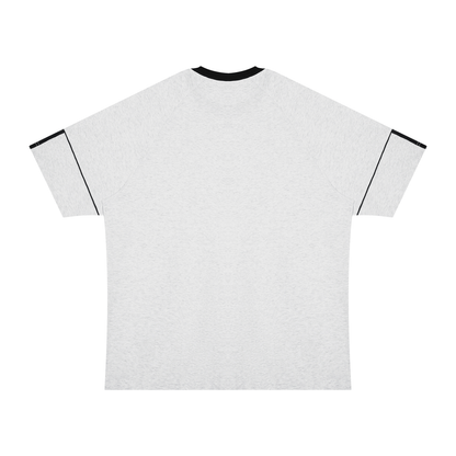 Unisex Contrast Panel Raglan T-Shirt in flower gray with black, alternate angle