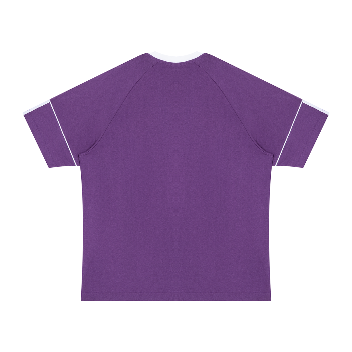 Unisex Contrast Panel Raglan T-Shirt in purple with white, alternate angle