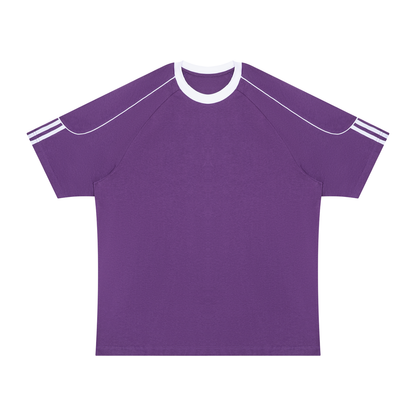 Unisex Contrast Panel Raglan T-Shirt in purple with white
