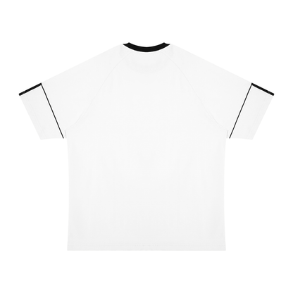 Unisex Contrast Panel Raglan T-Shirt in white with black, alternate angle