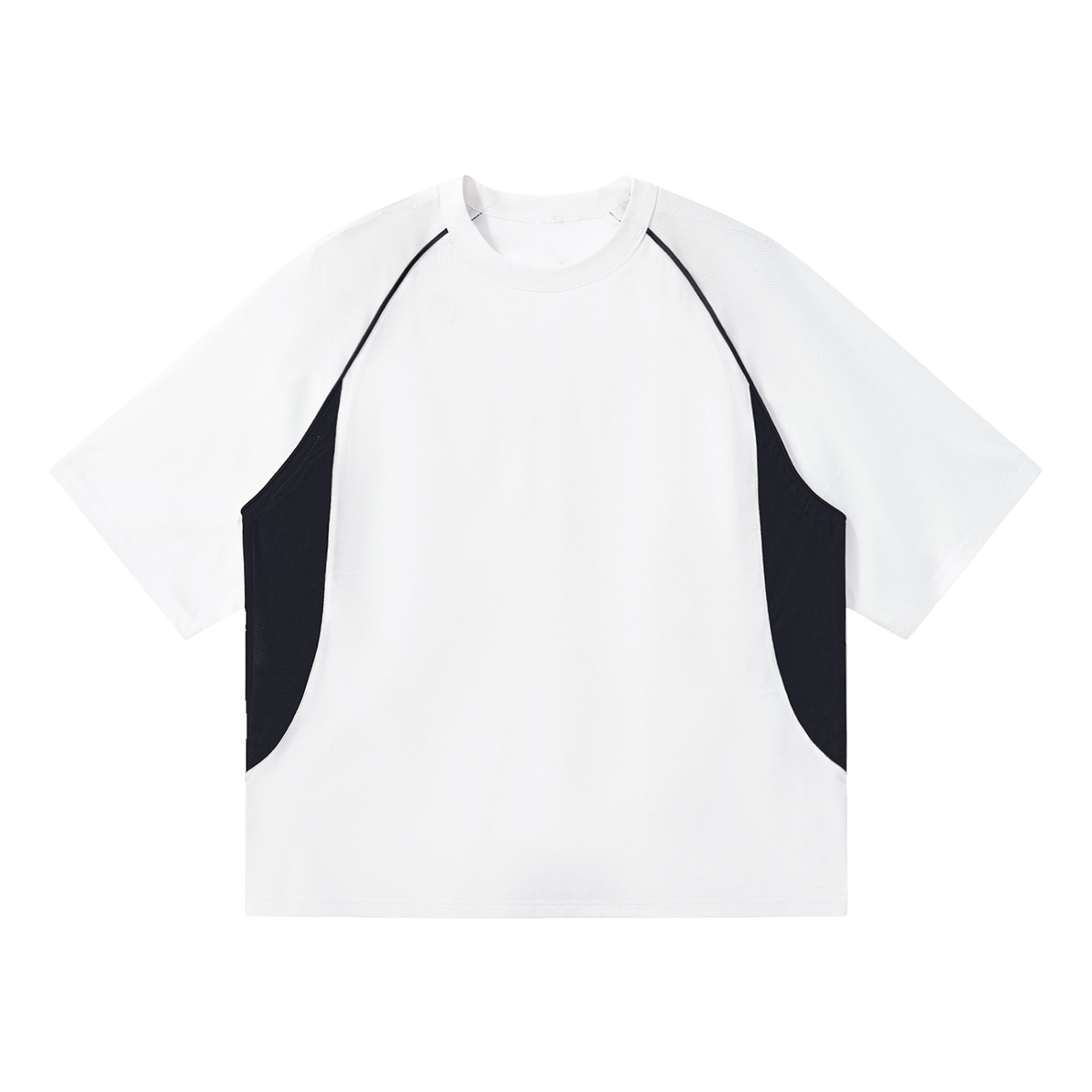 Unisex Contrast Piping Panel Raglan T-Shirt in white with black
