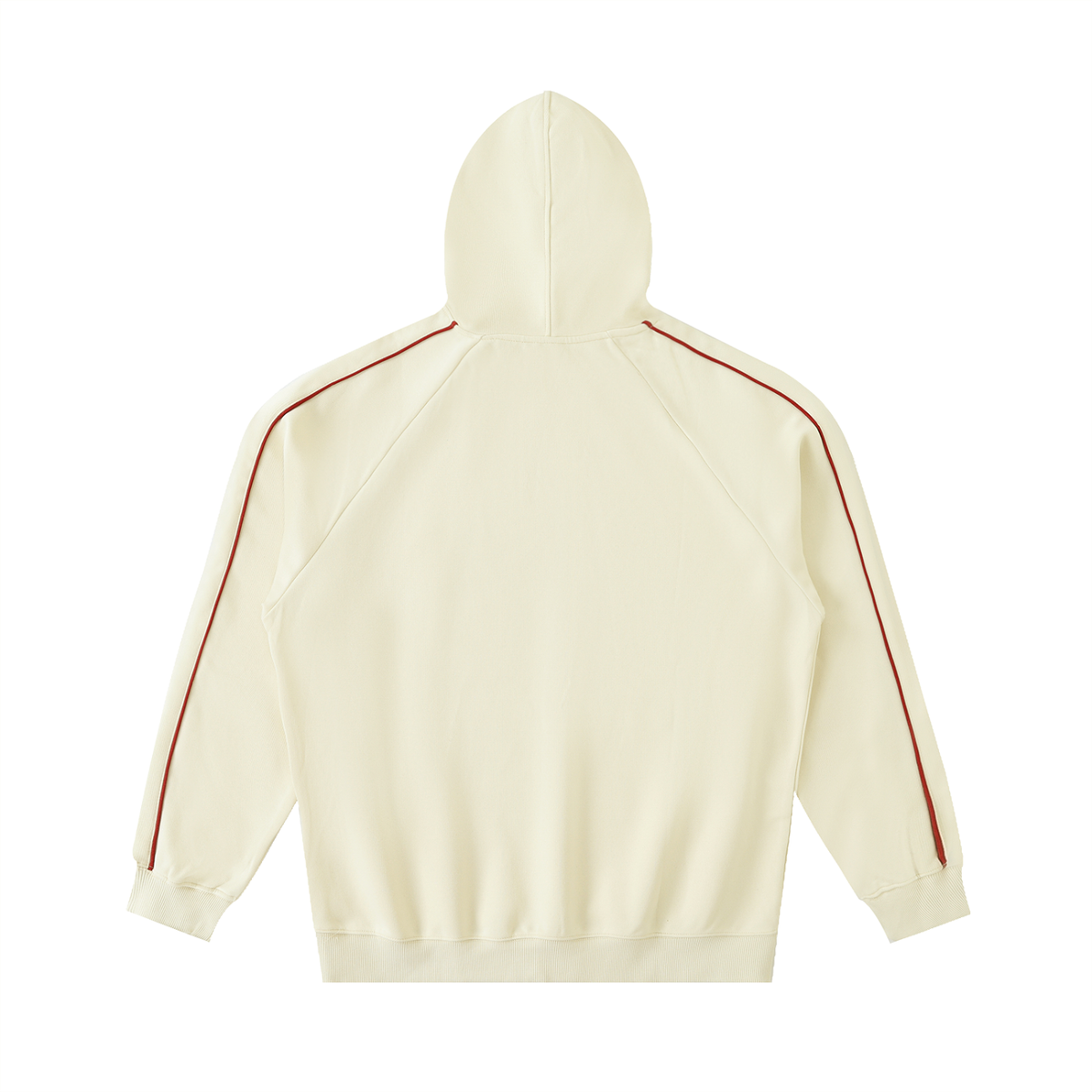 Unisex Contrast Piping Raglan Hoodie in apricot, alternate angle