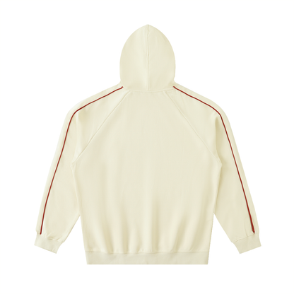 Unisex Contrast Piping Raglan Hoodie in apricot, alternate angle