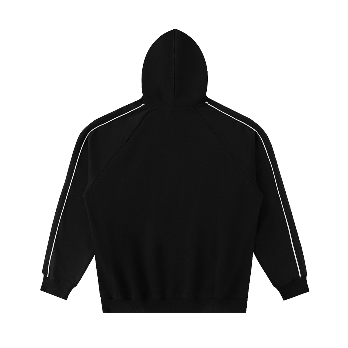 Unisex Contrast Piping Raglan Hoodie in black, alternate angle