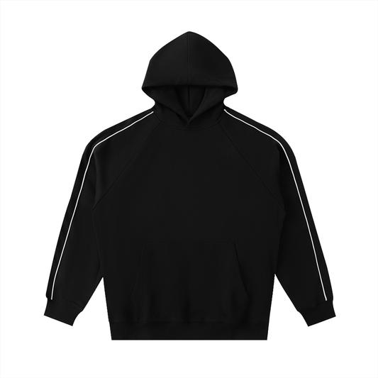 Unisex Contrast Piping Raglan Hoodie in black