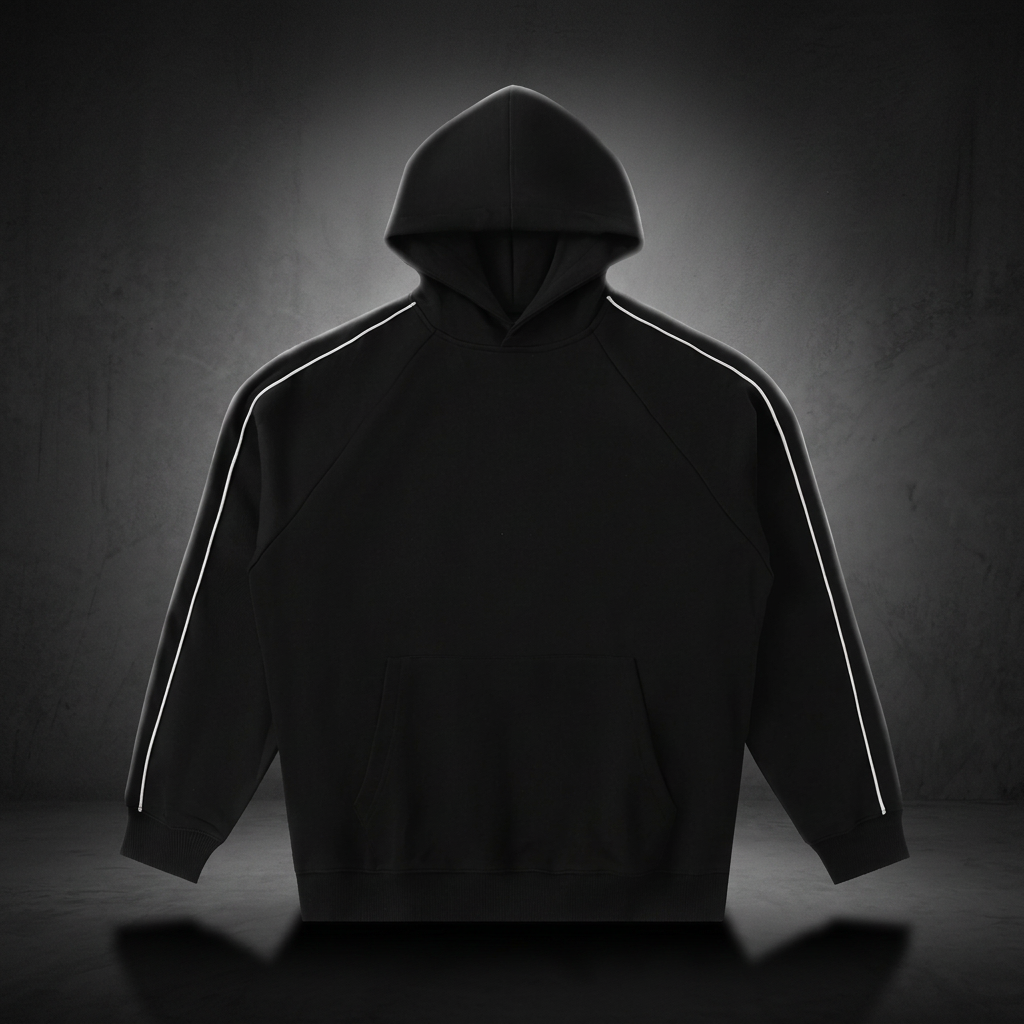Unisex Contrast Piping Raglan Hoodie