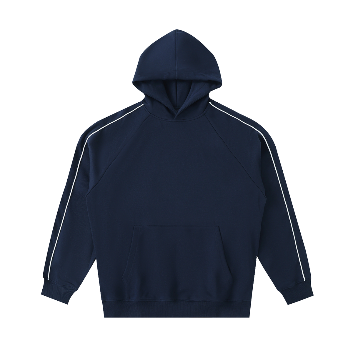 Unisex Contrast Piping Raglan Hoodie in navy blue