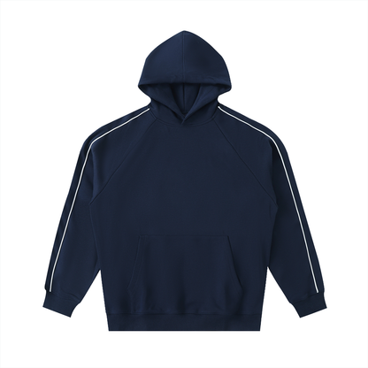 Unisex Contrast Piping Raglan Hoodie in navy blue