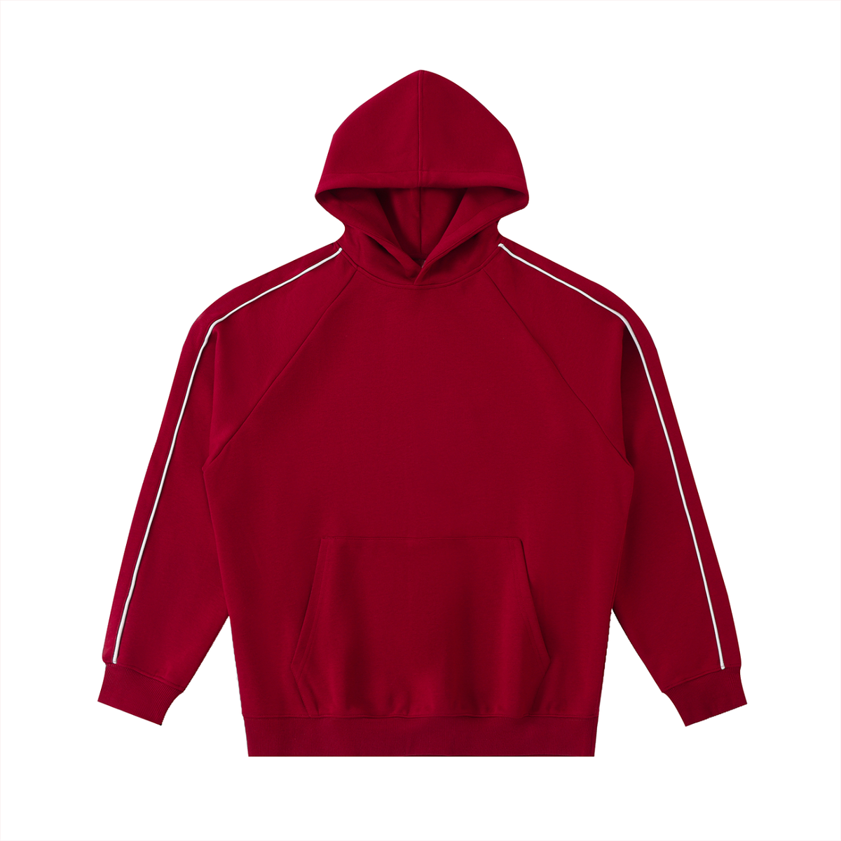 Unisex Contrast Piping Raglan Hoodie in red
