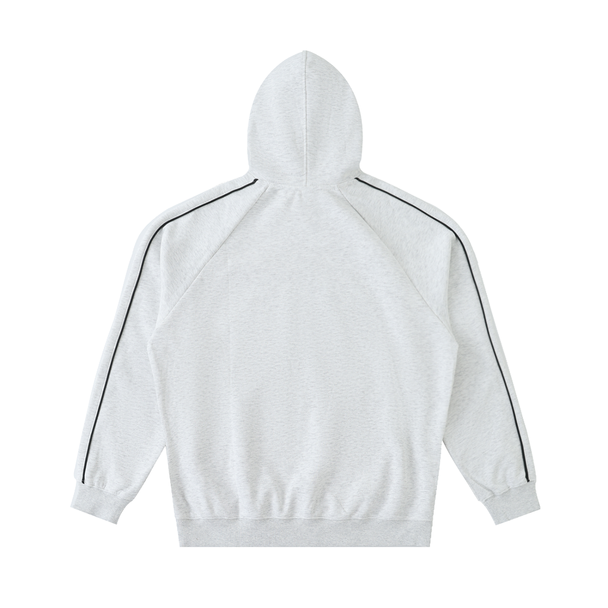 Unisex Contrast Piping Raglan Hoodie in white gray, alternate angle