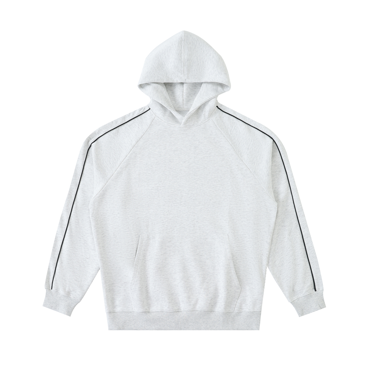 Unisex Contrast Piping Raglan Hoodie in white gray