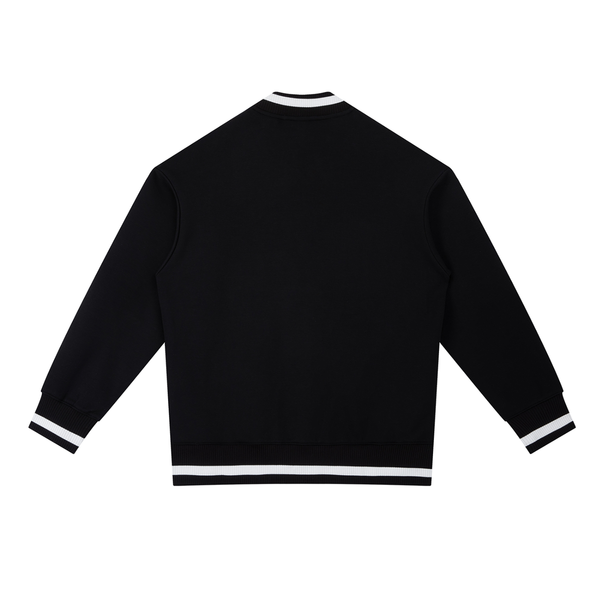 Unisex Contrast Piping Zip Bomber Jacket in black, alternate angle