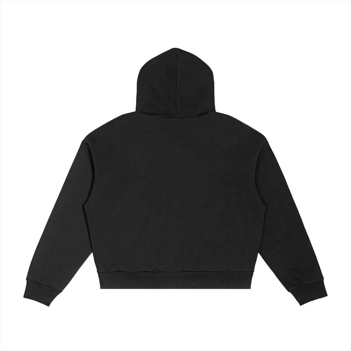 Unisex Contrast Plaid Boxy Zip Hoodie in black, alternate angle