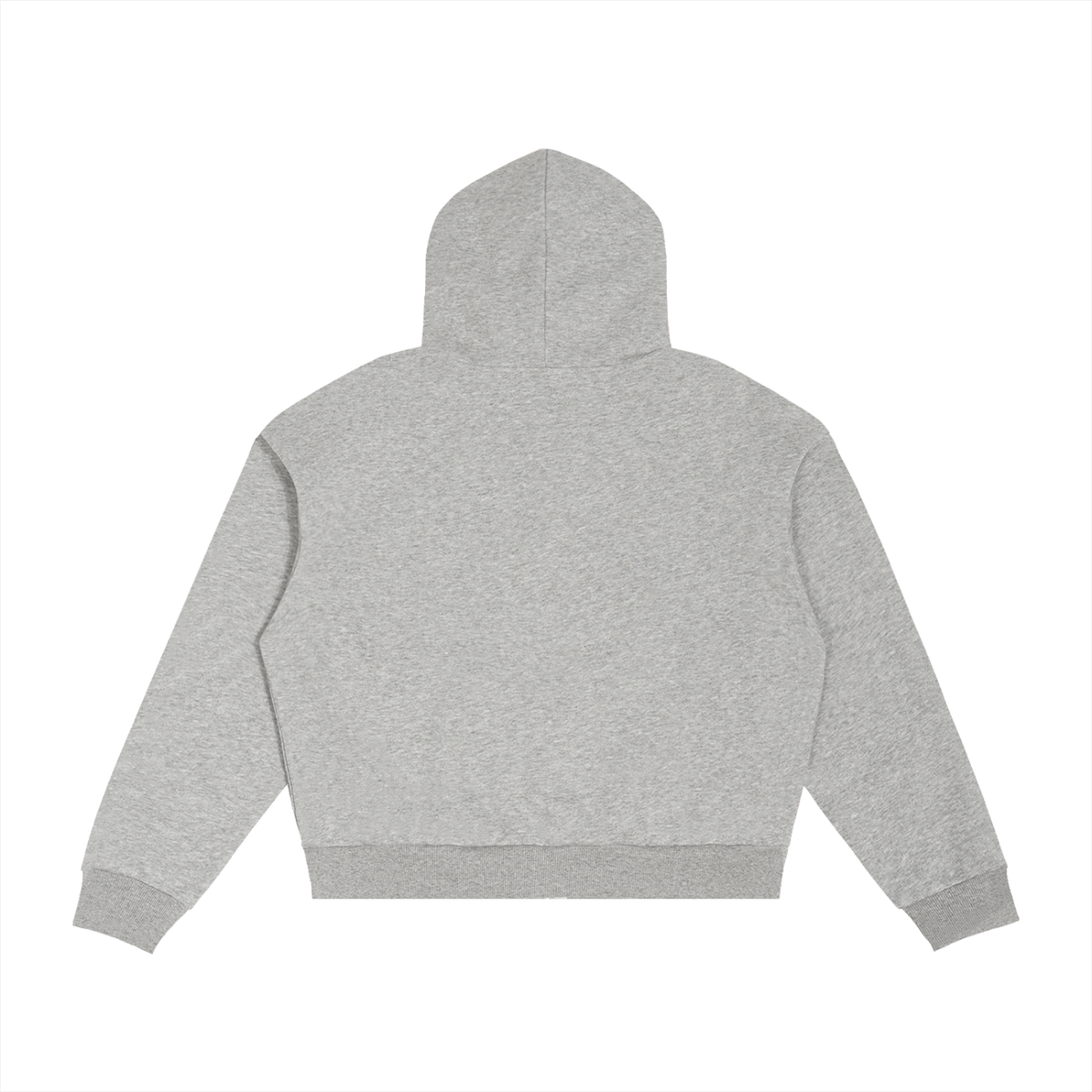 Unisex Contrast Plaid Boxy Zip Hoodie in flower gray, alternate angle