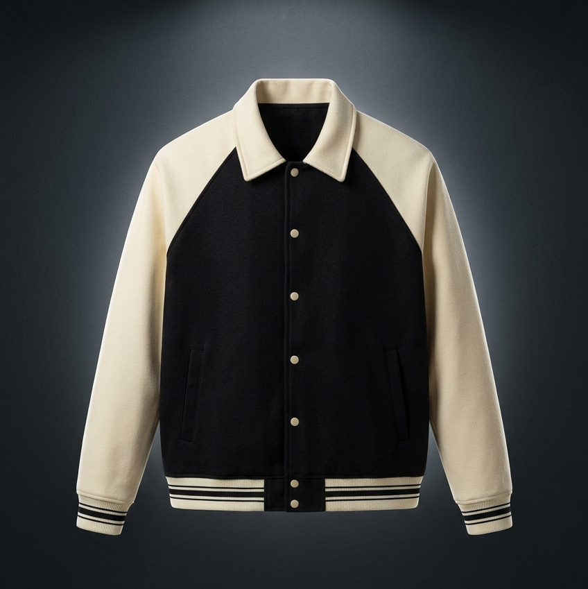 Unisex Contrast Raglan Sleeve Baseball Jacket