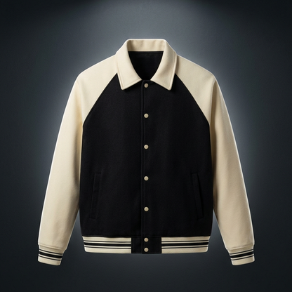 Unisex Contrast Raglan Sleeve Baseball Jacket