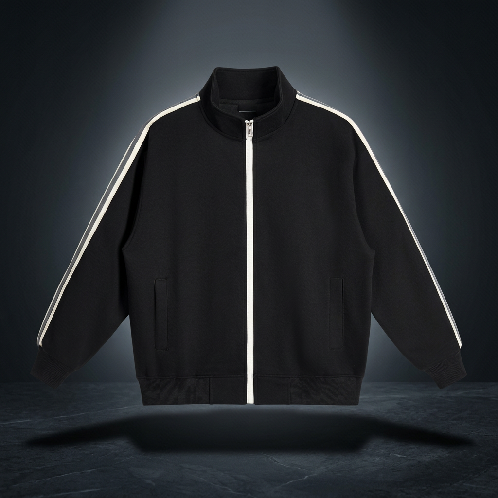 Unisex Contrast Side-Stripe Stand Collar Jacket